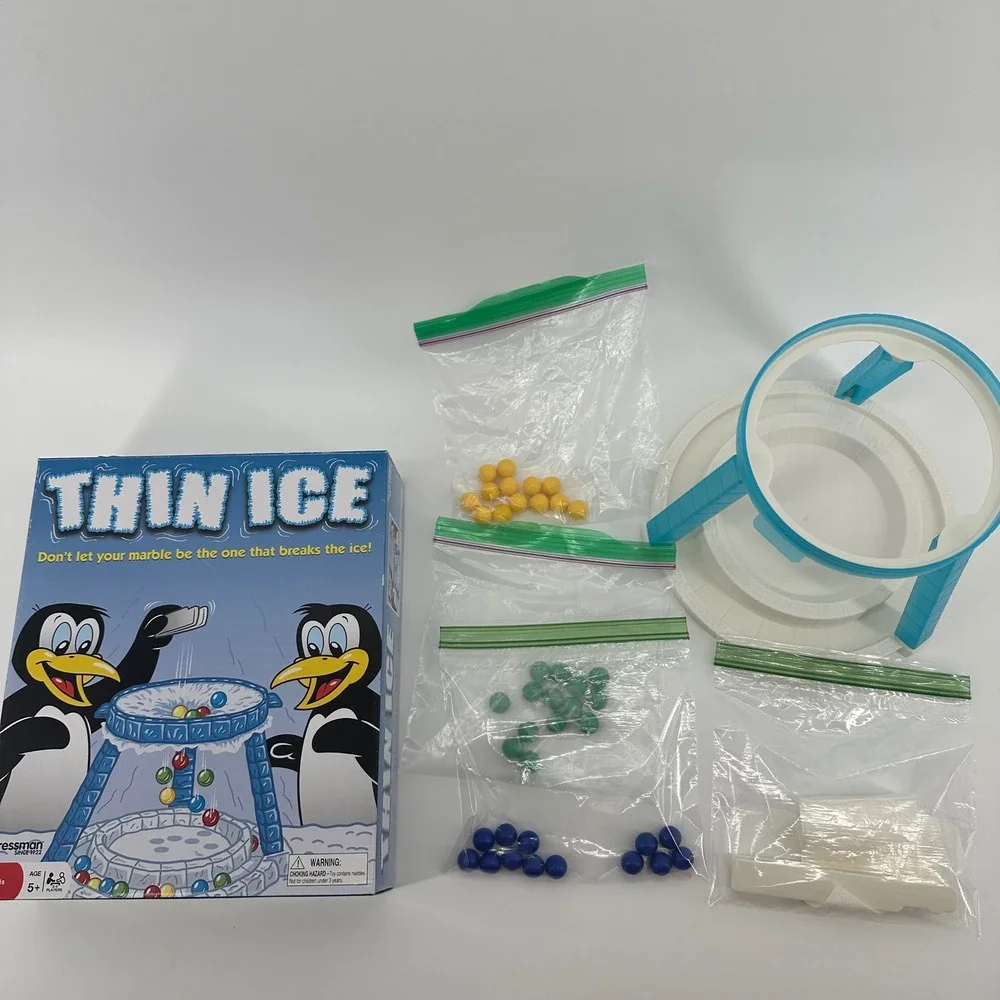 Pressman Thin Ice Game Fun‎ Family Kids Ages 5 Plus Penguin Marble Challenge